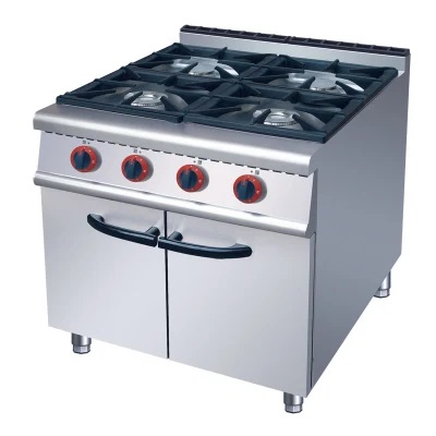 Commercial Gas Cooking Stoves, 4 Gas Burner with Cabinet (European style burner)