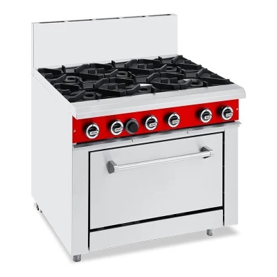 Commercial 6 Gas Open Burner with Standard Oven